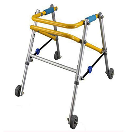 Andador para Ancianos Andador, Ayuda for Caminar de 4 Ruedas Niños, Entrenamiento, Plegable Walker, bipedestador Soporte Auxiliar, Plegable de Ajuste de Altura (Size : Medium (51.5cm-61.5cm))