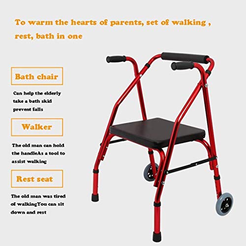 Andador para Ancianos Walker, Andador plegable de aleación de aluminio con rueda delantera direccional y cojín blando, ayuda for caminar for personas mayores, andador discapacitado for la familia y al