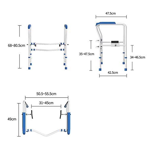 Andador para Ancianos Walker, Marco de seguridad del inodoro Barra de apoyo de la barandilla de seguridad con altura y ancho ajustables Soporte de equilibrio del inodoro for ancianos y discapacitados: