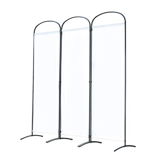 Angel Living Biombo Separador de 3 Paneles con el Techo y la Base de la Forma Curva, Decoración Elegante, Separador de Ambientes Plegable, Divisor de Habitaciones, 168,5 x 185 cm (Blanco)