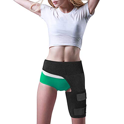 ANGGO Envoltura de la ingle Negro Soporte ajustable para la cadera de la ingle Brace Wrap Muslo Apoyo Alivio del Dolor de la Tensión Neopreno Cadera