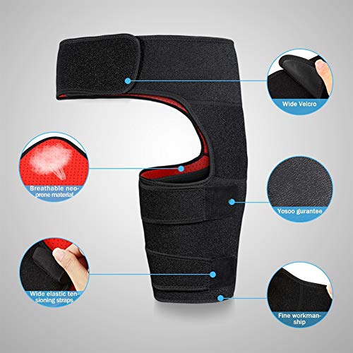 ANGGO Envoltura de la ingle Negro Soporte ajustable para la cadera de la ingle Brace Wrap Muslo Apoyo Alivio del Dolor de la Tensión Neopreno Cadera