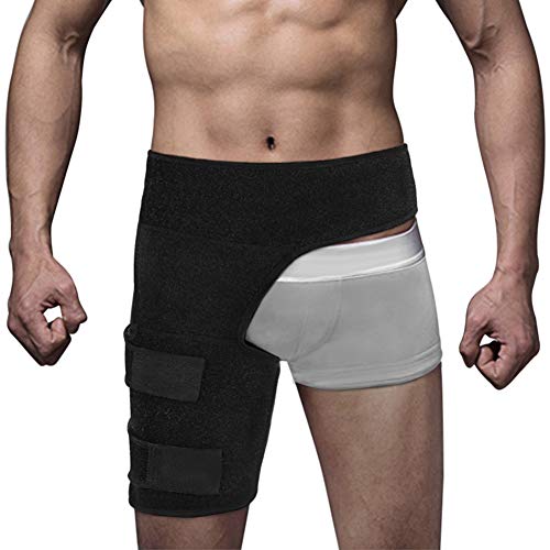 ANGGO Envoltura de la ingle Negro Soporte ajustable para la cadera de la ingle Brace Wrap Muslo Apoyo Alivio del Dolor de la Tensión Neopreno Cadera