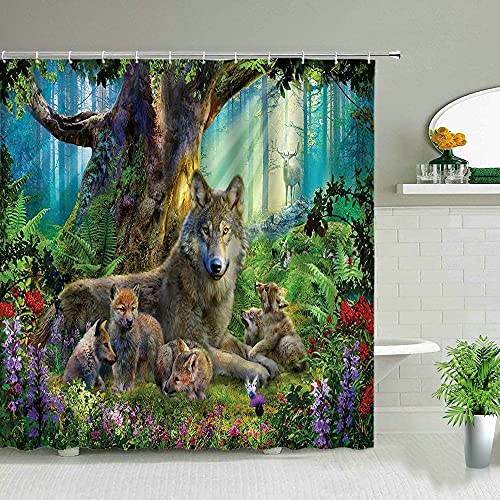 Animal Africano Elefante león Cebra Leopardo Cortina de Ducha Impermeable Juego de Cortina de baño decoración de la bañera S.6 150x200cm