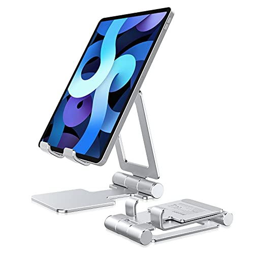 Anozer Soporte Tableta,Soporte iPad Plegable para iPad2021,iPad Pro11/10.2/10.5/12.9,iPad Air 2/3/4,iPad Mini 2/3/4,Samsung Tab,Tableta Huawei,Xiaomi,Lenovo,Teléfonos iPhone13/13Pro Max/12/11/Xs,Redmi