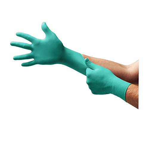 Ansell TouchNTuff 92-500 Guantes Desechables de Nitrilo, Sectores Químico, de Manipulación de Alimentos, Mecánico, verde, Tamaño 6.5-7 (caja de 100 guantes)