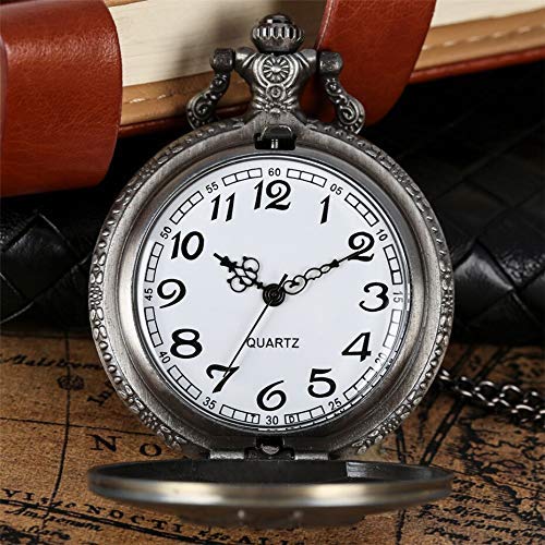 Antiguo Magic Muletas Tema Reloj de Bolsillo de Cuarzo Retro Gris/Bronce Collar Colgante Reloj para niños Niñas Reloj de Bolsillo Decorar Regalo para Padre