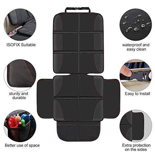 AOKBON Protector de Asiento para niños Asiento de Coche Seguro con Organizador Bolsillos para Bebé Protección Impermeable Limpieza Facil Contra Daños/Polvos/Líquidos