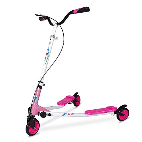 AOODIL Scooter abatible Plegable de 3 Ruedas para niños Tri Slider Kick Speeder Scooters Push Drifting con manija Ajustable para niños/niñas/niños