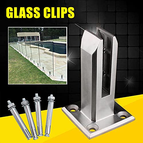 Aosbset Heavy Duty acero inoxidable vidrio piscina valla clip piso vidrio soporte fijo accesorios abrazadera para escaleras balcón piscina barandilla