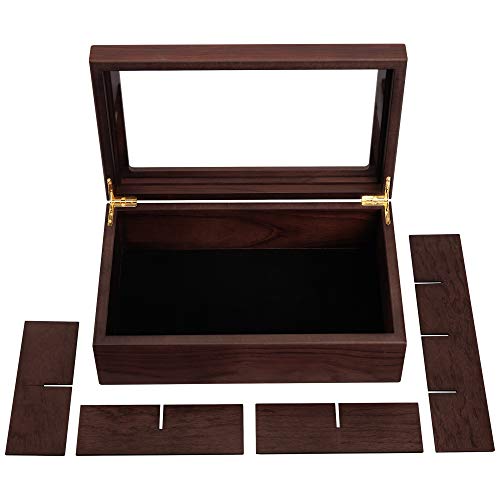 Apace Living Caja para Té - Lujoso Organizador de Madera para Guardar el Té - 8 Compartimentos Ajustables para Bolsitas de Té - Elegante y Hecha a Mano con Ventanilla Transparente Resistente