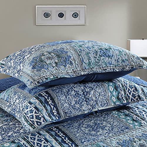 APAPA Colcha para Cama Manta Acolchada,Manta de sofá de Lujo Estilo Elegante con patrón Colcha de Colcha de Cama con Funda de Estilo Bohemio 230x250cm-Blue||230CM*250CM