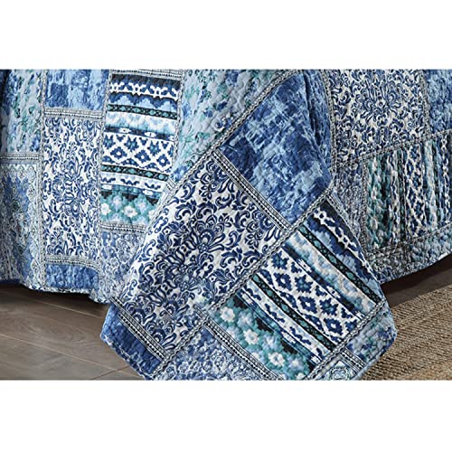 APAPA Colcha para Cama Manta Acolchada,Manta de sofá de Lujo Estilo Elegante con patrón Colcha de Colcha de Cama con Funda de Estilo Bohemio 230x250cm-Blue||230CM*250CM