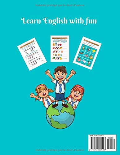 Aprende inglés mientras te diviertes Niño 6-8 años: Libro de actividades de primaria para aprender inglés fácilmente | 50 páginas a color de juegos, ... | Fecha, hora, números, palabras comunes