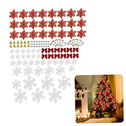 Arco de Flores de Navidad Decoración de Flores Artificiales con Bow Snowflake Bell Bank Cap Clip 120pcs Red