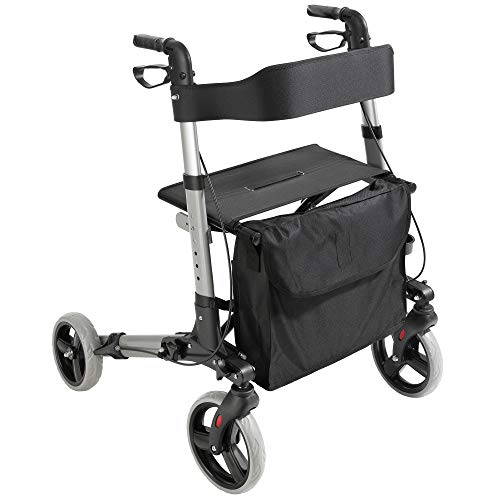 AREBOS Caminador Andador Aluminio | con Ruedas | 135kg | Nero | Altura regulable | Incluye Soporte para bastón