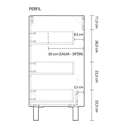 ARKITMOBEL Mueble de Baño con 3 Cajones y Espejo, Modulo Lavabo, Modelo Athena, Acabado en Blanco Brillo, Medidas: 80 cm (Ancho) x 86 cm (Alto) x 45 cm (Fondo)