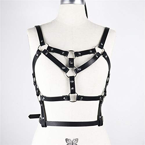 Arnés de cuero para mujer Punk Goth Tops Correa Ajustable Festival Rave Outfit Cosplay