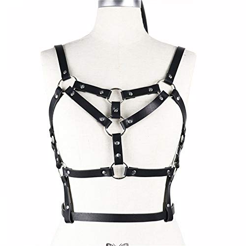 Arnés de cuero para mujer Punk Goth Tops Correa Ajustable Festival Rave Outfit Cosplay