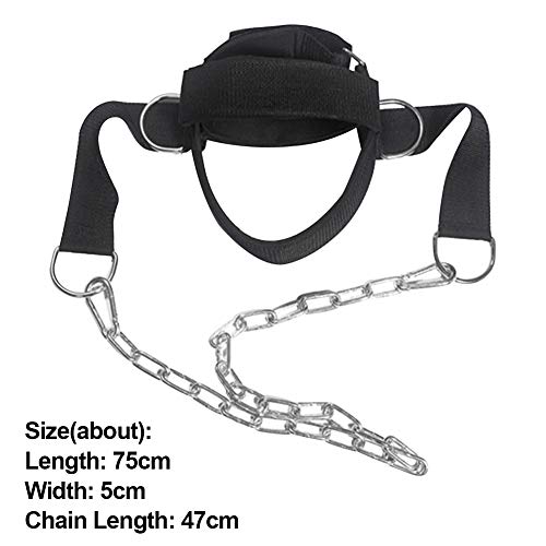 Arnés para la cabeza ajustable Arnés para cuello de buceo con cadena, arnés para el cuello, cinturón para entrenamiento de fuerza, levantamiento de pesas, entrenamiento de resistencia (negro)