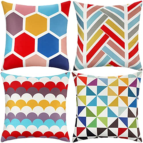 ARNTY Fundas de Cojines 45x45cm, 4 Fundas Cojines Decorativos para Sofa Terciopelo Sencillo y Decorativo Cojines Hojas para Sofá Camas Dormitorio Coche (Geométrico, Terciopelo)