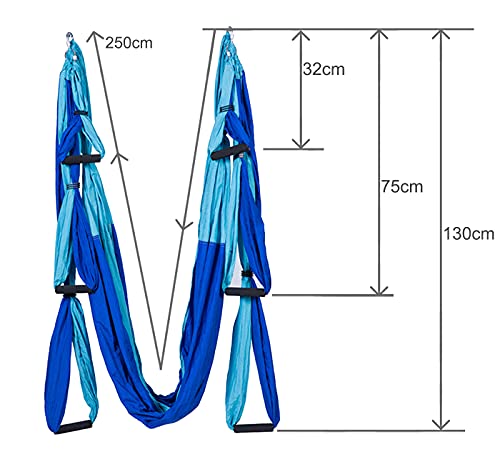 ARNTY Hamaca de Yoga Aéreo Hamacas, Antigravedad Yoga Hamaca,Yoga Trapecio para Ejercicios de Yoga Antigravedad para Aliviar el Dolor de Espalda (Azul&Azul Claro)