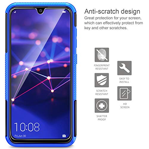 AROYI Funda Huawei P Smart 2019 con Protector de Pantalla,2 en 1 Duro PC Funda y Soft TPU Híbrida con Soporte Cáscara de Cubierta Protectora de Doble Capa Funda Caso para Huawei P Smart 2019 Azul