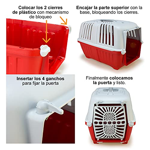 Arquivet Transportin Pratiko - para Mascotas pequeñas - Transporte de plástico para tu Mascota - Perros Adultos, Cachorros, Gatos y Otros - 48 x 31,5 x 33 cm