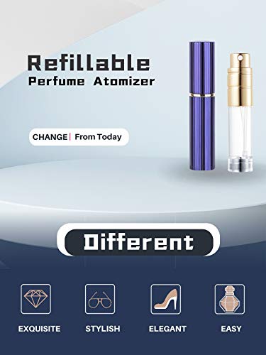 AsaNana Pulverizador de perfume rellenable, tecnología de llenado sin embudo, vaporizador, para viaje o bolso de viaje, 5 ml (Pro Blue)