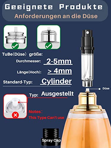 AsaNana Pulverizador de perfume rellenable, tecnología de llenado sin embudo, vaporizador vacío para viajes o bolso de mano, 5 ml (negro)