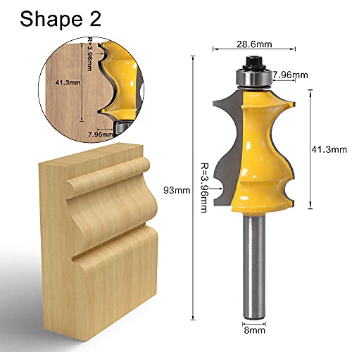 ASNOMY 3PCS 8mm Vástago Carpintería Barandilla Router Bit Edge Acabado Fresa para Trabajar la Madera Fresadora,brocas para fresadora de modelado arquitectónico