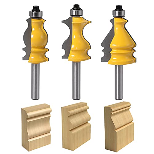 ASNOMY 3PCS 8mm Vástago Carpintería Barandilla Router Bit Edge Acabado Fresa para Trabajar la Madera Fresadora,brocas para fresadora de modelado arquitectónico