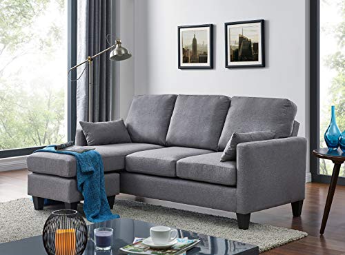 Astan Hogar Sofá Cama 3 Plazas con Chaise Longe, Tapizado Tela. Modelo Lena AH-AR40700GR, Gris, Talla Única