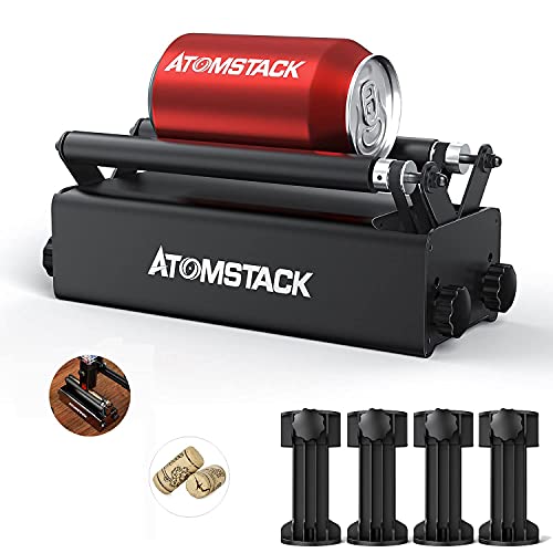 ATOMSTACK Laser Engraver Y-axis Rotary Roller Engraving Module for Engraving Cylindrical Objects Cans (Included 4 Auxiliary Heightening Column)