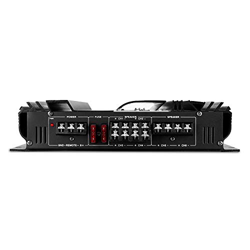 Auna AMP-CH - Amplificador para Coche, Sonido HiFi, Entradas RCA, Iluminación LED Azúl, Bidireccional, Material de Montaje, Potencia máxima 5000 W, 570 W RMS, 6 Canales, Antracita