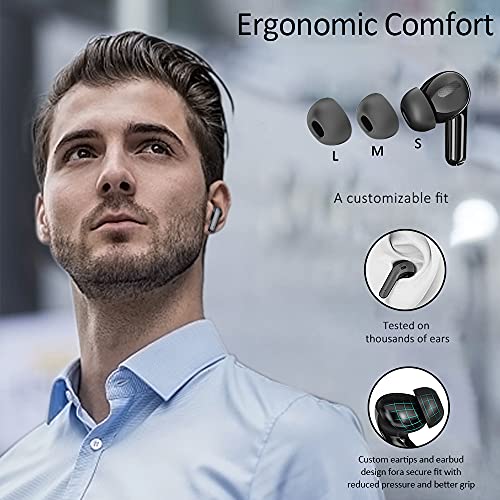 Auriculares Inalámbricos Auriculares Bluetooth 5.0 Pantalla LED Auriculares Deportivos Reproducci 40 Horas,Carga Rápida USB-C Micrófono Incorporado Estéreo deTáctil IPX7 para Deporte/Viajes(Negro)