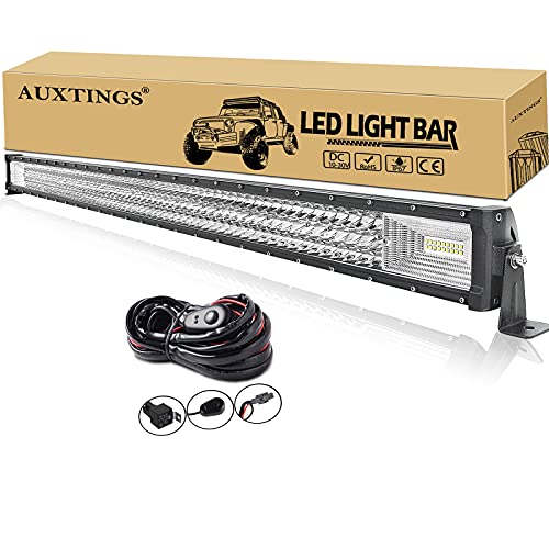 AUXTINGS 127 cm 648W LED Barra de luz LED Derecha Fuck Fuck Triple Line de buceo con kit de arnés de cableado para Off Road Road ATV AWD SUV 4WD 4x4 Pickup, 12V 24V