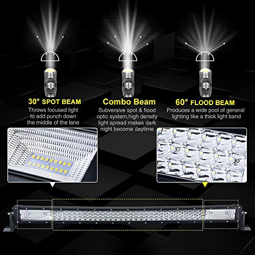 AUXTINGS 22 pulgadas 270W triple fila para luces de trabajo haz de inundación con kit de arnés de cableado para camiones tractores 4x4 barco todoterreno luz antiniebla de conducción