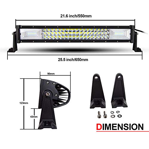 AUXTINGS 22 pulgadas 270W triple fila para luces de trabajo haz de inundación con kit de arnés de cableado para camiones tractores 4x4 barco todoterreno luz antiniebla de conducción