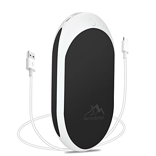 Awroutdoor Calentador de Mano Recargable,7800mAh /5200mAh Calentadores de Manos Bolsillo USB,Banco de Energía Power Bank Calentador de Mano eléctrico de Reutilizable para Esquiar, Acampar, Caminar