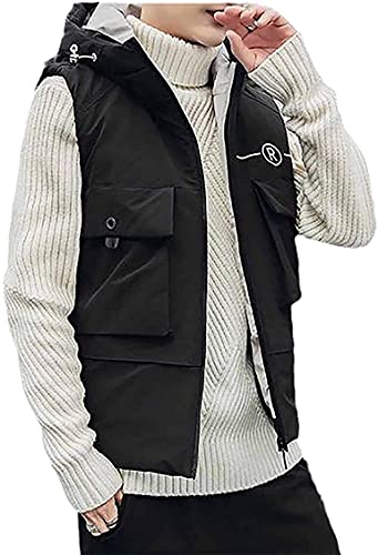 AWYST Gilet Chaleco Gilets de Utilidad for Hombre al Aire Libre Chaleco Acolchado Ultralight Winter Invierno sin Mangas Abajo Chaqueta con Capucha Ropa de Trabajo de algodón Chaleco Ligera Gilet