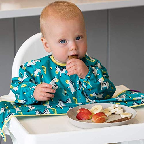 Babero-bata Cover & Catch de Tidy Tot adherible a tronas ¡SIN DEJAR HUECOS! De manga larga e impermeable, sin desperdicio para la práctica del baby led weaning BLW…