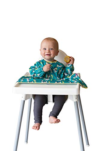 Babero-bata Cover & Catch de Tidy Tot adherible a tronas ¡SIN DEJAR HUECOS! De manga larga e impermeable, sin desperdicio para la práctica del baby led weaning BLW…