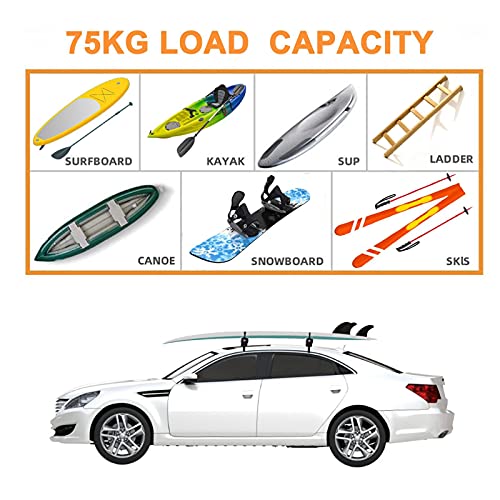 Baca de coche, barras de techo universales, barras de techo blandas universales, tela Oxford 600D + piel antideslizante de PVC + espuma EVA, duradera, ligera, antideslizante, plegable