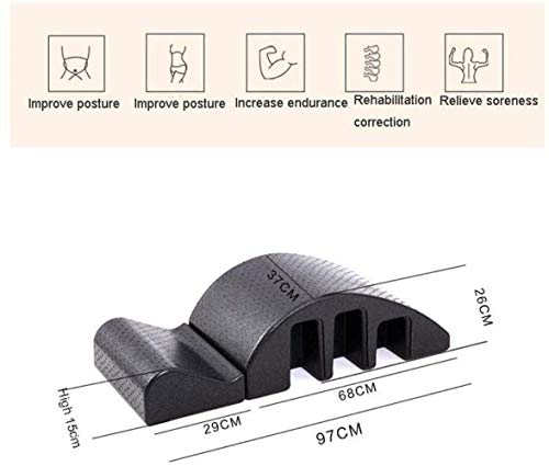 Back stretching massage support Yoga Pilates Spine Corrector, Pilates cama de masaje corrección de la deformidad cervical de espuma cifosis Corrección aparatos de ejercicios de Pilates curvo, Negro Co