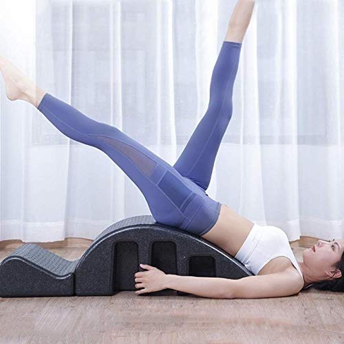 Back stretching massage support Yoga Pilates Spine Corrector, Pilates cama de masaje corrección de la deformidad cervical de espuma cifosis Corrección aparatos de ejercicios de Pilates curvo, Negro Co