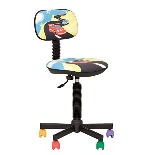 Bambo – Silla de escritorio infantil ergonómica, altura del asiento ajustable de 42 cm-56 cm, giratoria a 360 /ruedas multicolores/negras