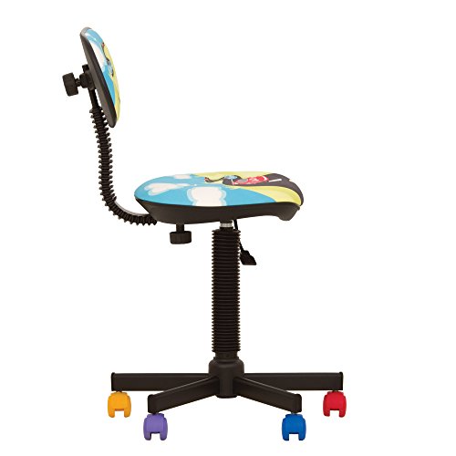 Bambo – Silla de escritorio infantil ergonómica, altura del asiento ajustable de 42 cm-56 cm, giratoria a 360 /ruedas multicolores/negras