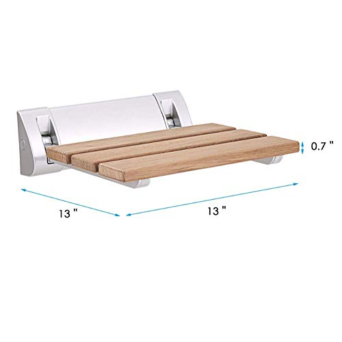 Banco de Ducha de Madera Plegable Asiento Plegable de Aluminio para bañera, bañera montada en la Pared en Tablero para Barco, Ducha, Sala de Vapor y Sauna