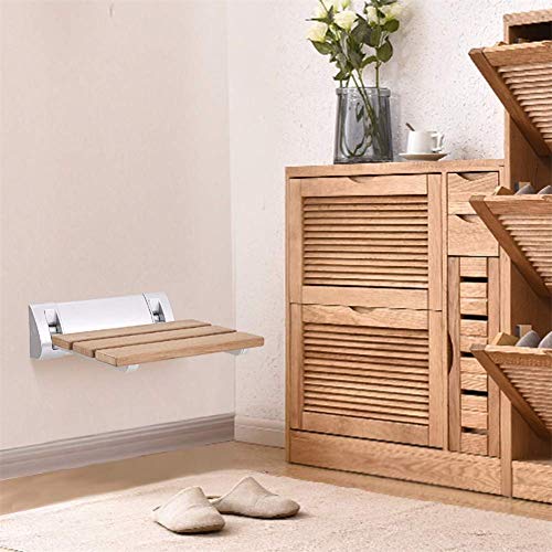 Banco de Ducha de Madera Plegable Asiento Plegable de Aluminio para bañera, bañera montada en la Pared en Tablero para Barco, Ducha, Sala de Vapor y Sauna